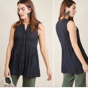 Anthropologie black Polka Dot Tunic